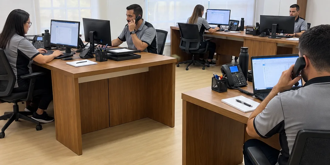 Equipe de atendimento no escritório